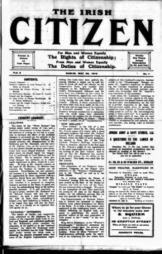 cover page of Irish Citizen published on May 22, 1915