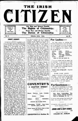 cover page of Irish Citizen published on April 1, 1916