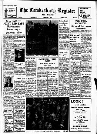 cover page of Tewkesbury Register published on April 1, 1966