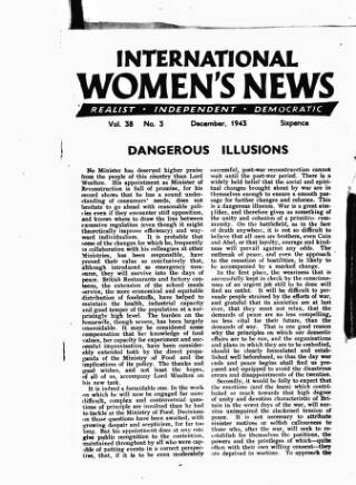 cover page of International Woman Suffrage News published on December 3, 1943