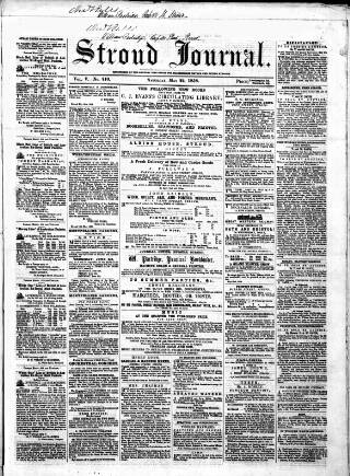 cover page of Stroud Journal published on May 22, 1858