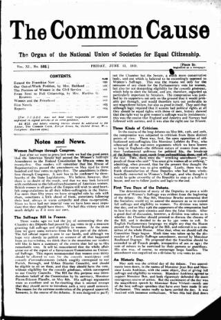 cover page of Common Cause published on June 13, 1919