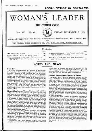 cover page of Common Cause published on November 2, 1923