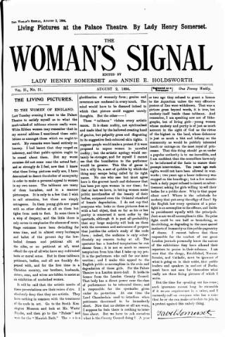 cover page of Woman's Signal published on August 2, 1894