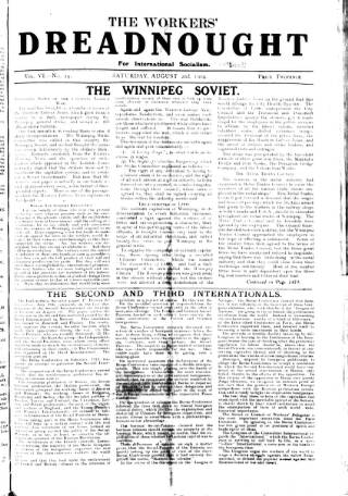 cover page of Woman's Dreadnought published on August 2, 1919