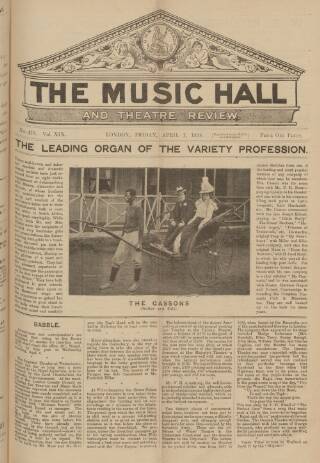 cover page of Music Hall and Theatre Review published on April 1, 1898
