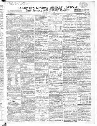 cover page of Baldwin's London Weekly Journal published on April 1, 1826