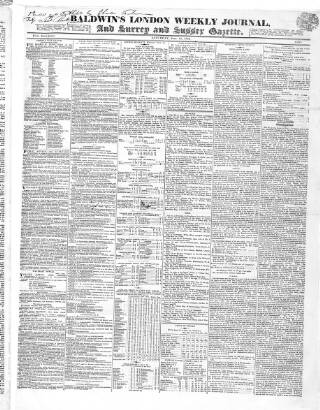 cover page of Baldwin's London Weekly Journal published on September 22, 1832