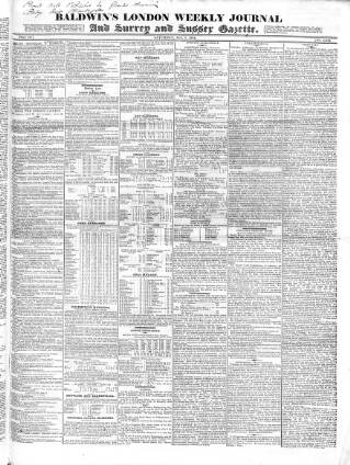 cover page of Baldwin's London Weekly Journal published on August 2, 1834