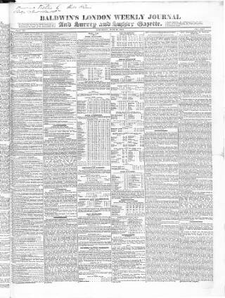 cover page of Baldwin's London Weekly Journal published on June 13, 1835