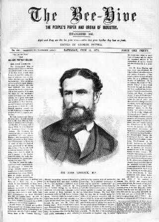 cover page of Bee-Hive published on June 13, 1874