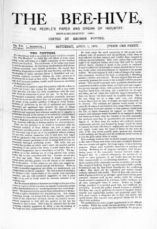 cover page of Bee-Hive published on April 1, 1876