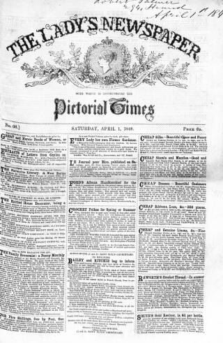 cover page of Lady's Newspaper and Pictorial Times published on April 1, 1848