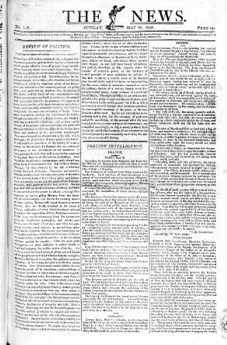 cover page of The News (London) published on May 22, 1808