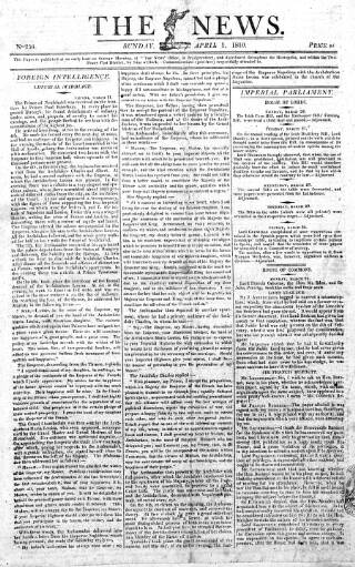 cover page of The News (London) published on April 1, 1810