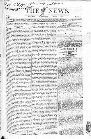 cover page of The News (London) published on June 13, 1819