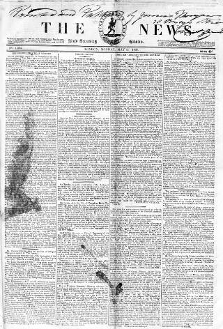 cover page of The News (London) published on May 22, 1837