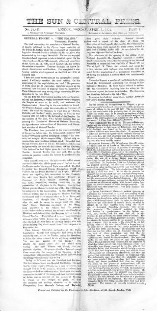 cover page of Sun & Central Press published on April 1, 1872