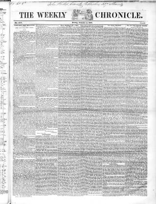 cover page of Weekly Chronicle (London) published on November 2, 1845