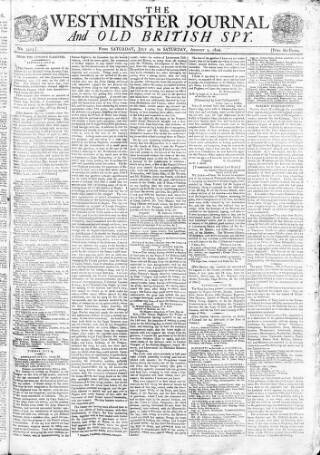 cover page of Westminster Journal and Old British Spy published on August 2, 1806