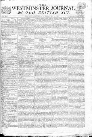 cover page of Westminster Journal and Old British Spy published on May 12, 1810