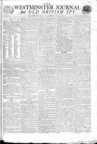cover page of Westminster Journal and Old British Spy published on May 19, 1810