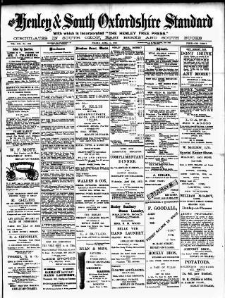 cover page of Henley & South Oxford Standard published on April 1, 1910