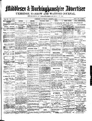 cover page of Uxbridge & W. Drayton Gazette published on August 2, 1902