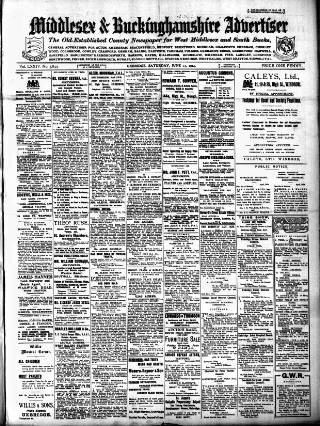 cover page of Uxbridge & W. Drayton Gazette published on June 13, 1914