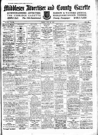 cover page of Uxbridge & W. Drayton Gazette published on May 22, 1931