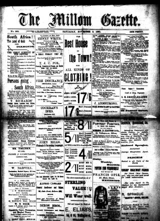 cover page of Millom Gazette published on November 2, 1895