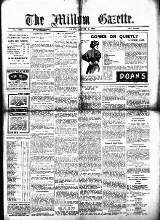 cover page of Millom Gazette published on August 2, 1912
