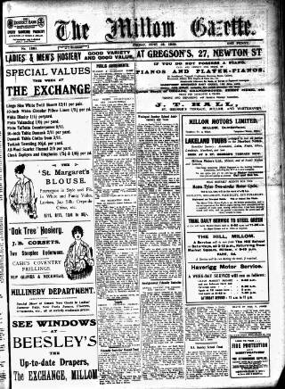 cover page of Millom Gazette published on June 13, 1919