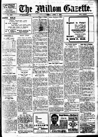 cover page of Millom Gazette published on April 1, 1927