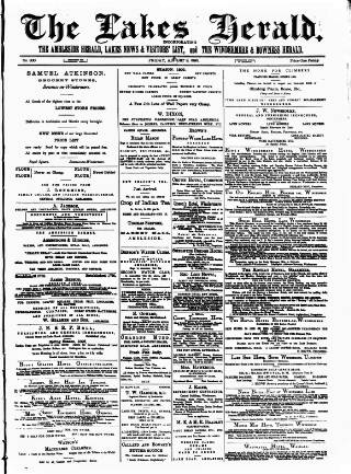 cover page of Lakes Herald published on August 2, 1895