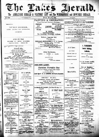 cover page of Lakes Herald published on May 22, 1908