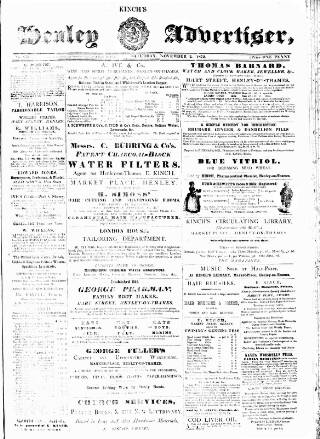 cover page of Henley Advertiser published on November 2, 1872