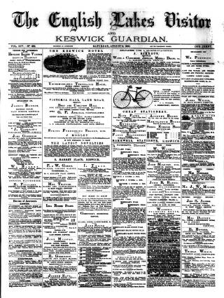 cover page of English Lakes Visitor published on August 2, 1890
