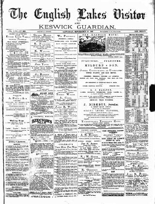 cover page of English Lakes Visitor published on September 18, 1897