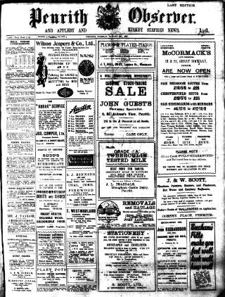 cover page of Penrith Observer published on August 2, 1927