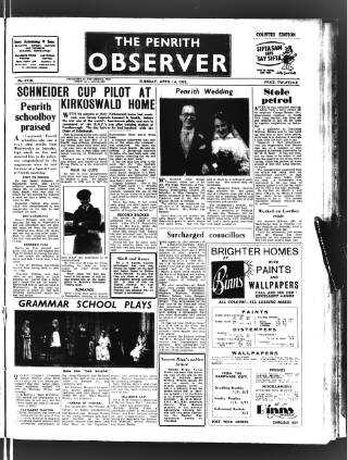 cover page of Penrith Observer published on April 1, 1952