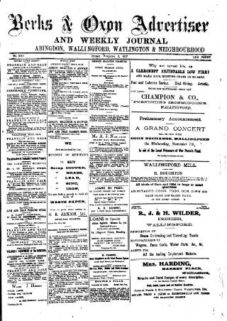 cover page of Berks and Oxon Advertiser published on November 2, 1917