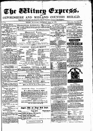 cover page of Witney Express and Oxfordshire and Midland Counties Herald published on April 1, 1875