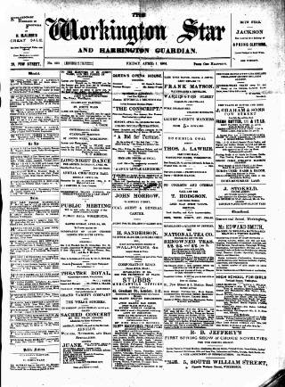 cover page of Workington Star published on April 1, 1904
