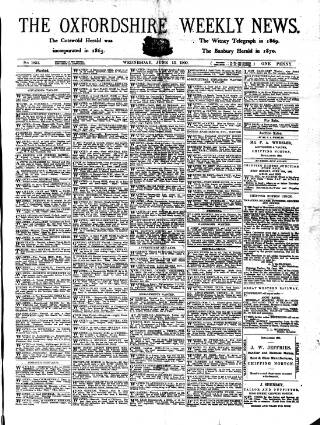 cover page of Oxfordshire Weekly News published on June 13, 1900