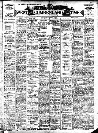 cover page of West Cumberland Times published on August 2, 1913