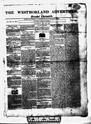 cover page of Westmorland Advertiser and Kendal Chronicle published on May 22, 1813