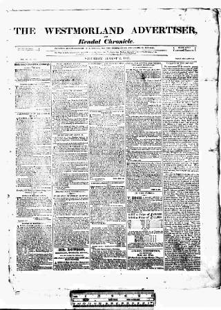 cover page of Westmorland Advertiser and Kendal Chronicle published on August 2, 1817
