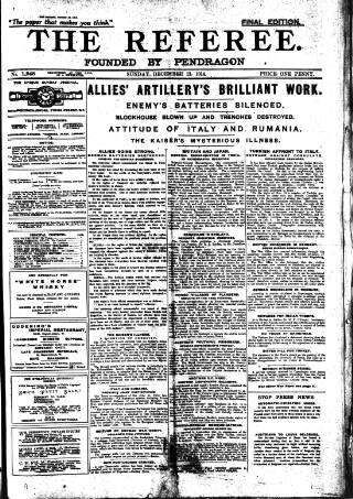 cover page of The Referee published on December 13, 1914