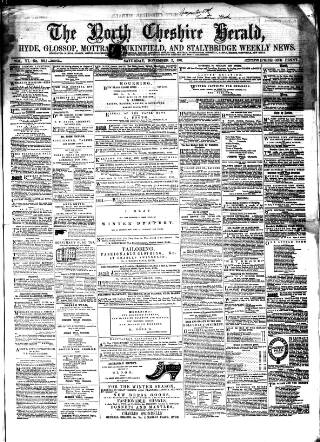 cover page of Hyde & Glossop Weekly News, and North Cheshire Herald published on November 2, 1861